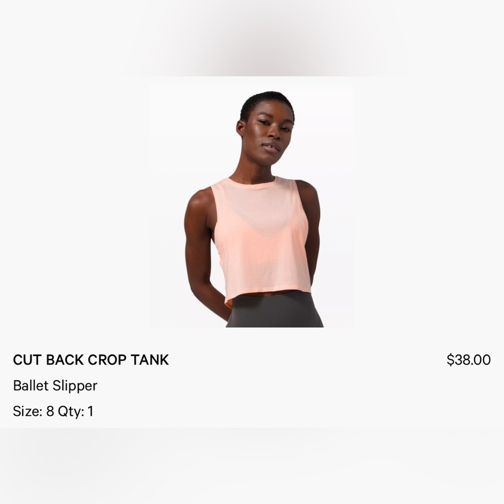 Lululemon cut back crop tank in ballet pink